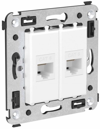 Розетка компьютерная без рамки DKC Avanti 2-м. RJ45+RJ45 6е белое облако картинка